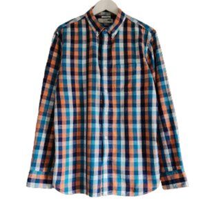 Old Navy cotton linen plaid button down shirt
